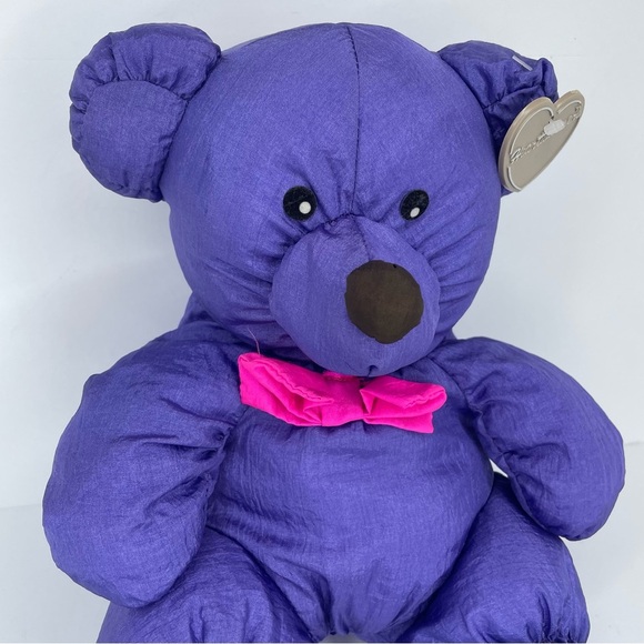 Summit  VTG 1992 Heartwarmers Purple Bear Pink Puffalump Style Nylon With Tag - Picture 2 of 10